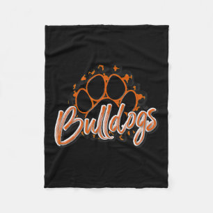 Bulldogs Orange Black Cheetah School Sports Fan Te Fleece Blanket