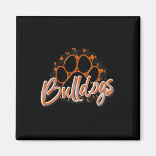 Bulldogs Orange Black Cheetah School Sports Fan Te Magnet