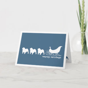 Bulldogs Pulling Santa's Sleigh Holiday Card