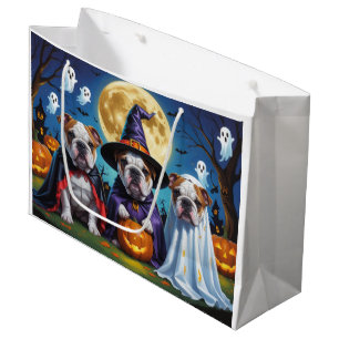Bulldogs Pumpkin Halloween Funny Large Gift Bag