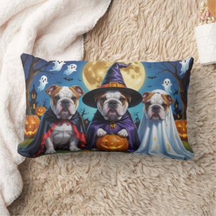 Bulldogs Pumpkin Halloween Funny Lumbar Cushion