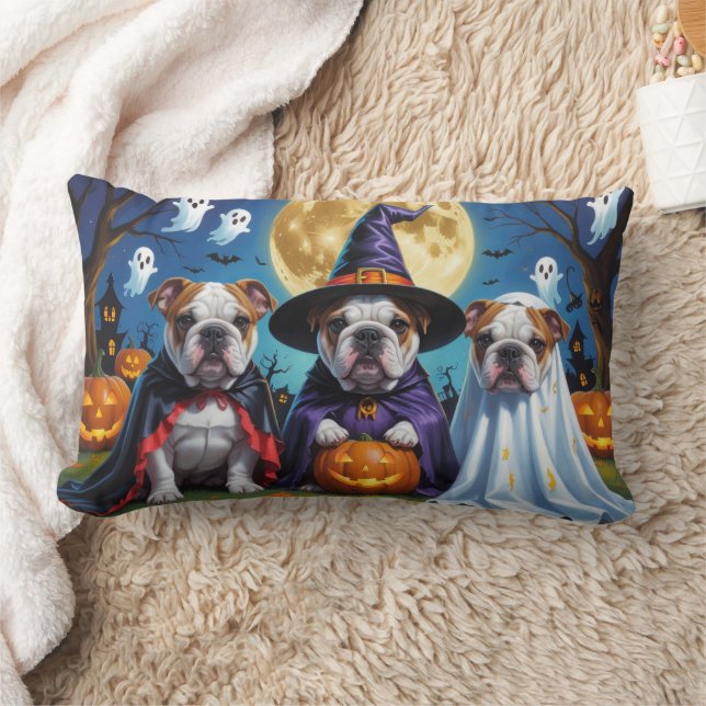 Bulldogs Pumpkin Halloween Funny  Lumbar Cushion (Blanket)