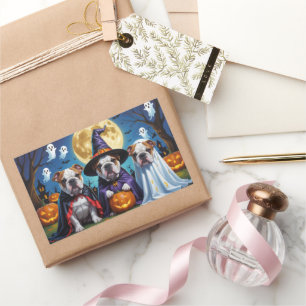 Bulldogs Pumpkin Halloween Funny Rectangular Sticker