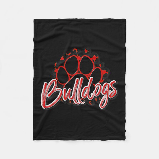 Bulldogs Red Black Cheetah School Sports Fan Team  Fleece Blanket (Front)