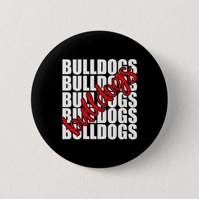 Bulldogs Red School Sports Fan Team Spirit  6 Cm Round Badge (Front)