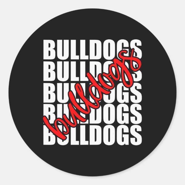 Bulldogs Red School Sports Fan Team Spirit  Classic Round Sticker (Front)