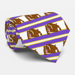 Bulldogs Sports Team Purple White Necktie