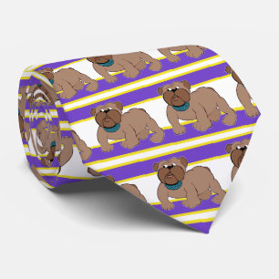 Bulldogs Sports Team Purple White Necktie
