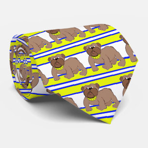 Bulldogs Sports Team White Yellow Necktie