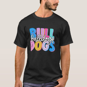 Bulldogs Team Pride School Spirit White Red Heart T-Shirt