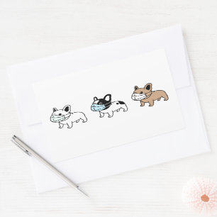 BULLDOGS WEARING FACE MASKS RECTANGLE STICKER