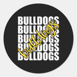 Bulldogs Yellow School Sports Fan Team Spirit Classic Round Sticker