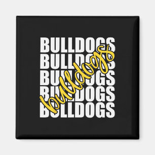 Bulldogs Yellow School Sports Fan Team Spirit Magnet