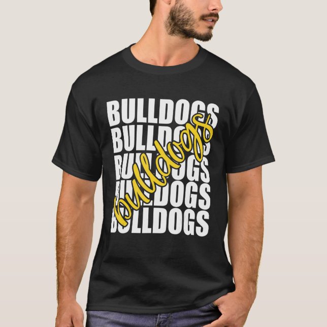 Bulldogs Yellow School Sports Fan Team Spirit T-Shirt (Front)