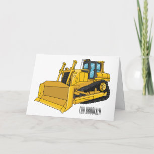 Bulldozer cartoon illustration card
