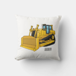 Bulldozer cartoon illustration cushion
