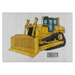 Bulldozer cartoon illustration cutting board