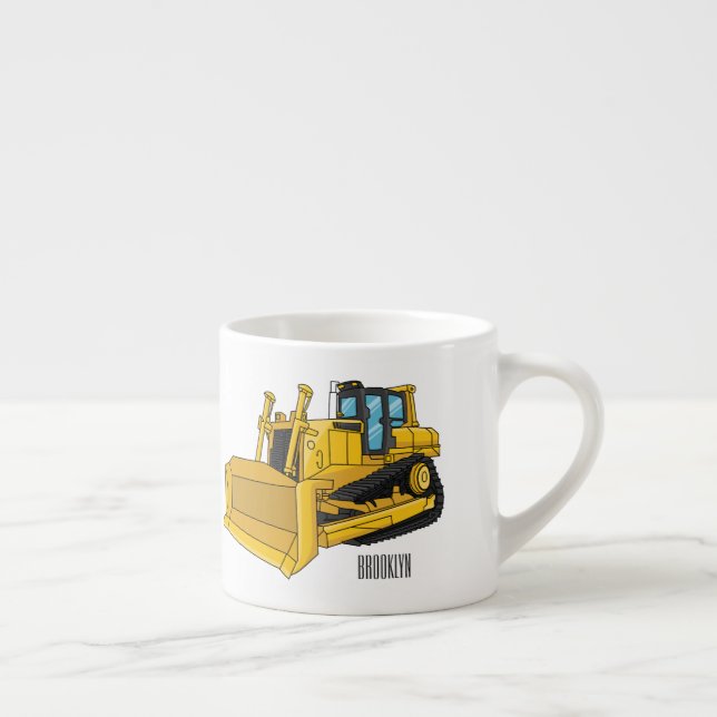 Bulldozer cartoon illustration espresso cup (Right)