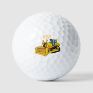 Bulldozer cartoon illustration golf balls