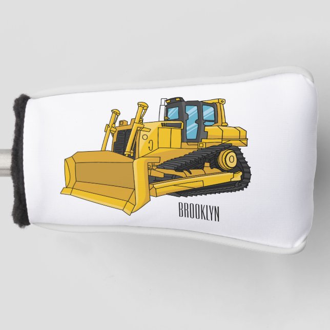 Bulldozer cartoon illustration golf head cover (Front)