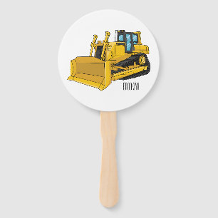 Bulldozer cartoon illustration hand fan