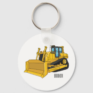 Bulldozer cartoon illustration key ring