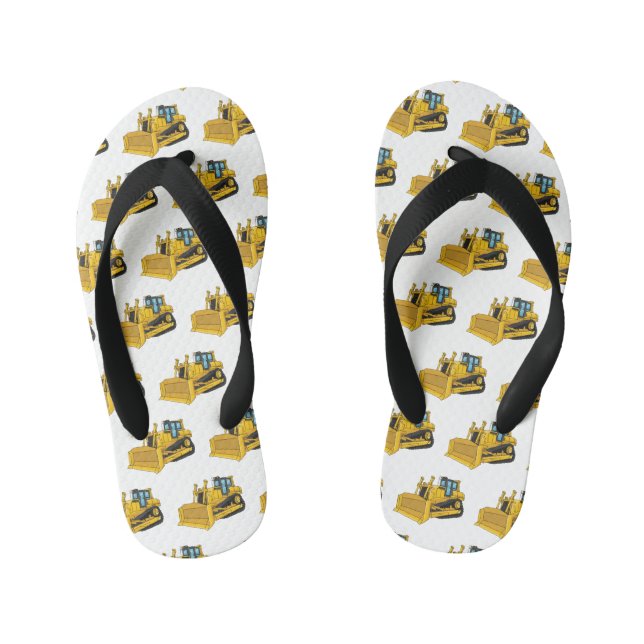 Bulldozer cartoon illustration kid's jandals (Footbed)