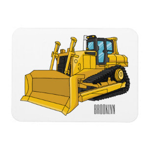 Bulldozer cartoon illustration magnet