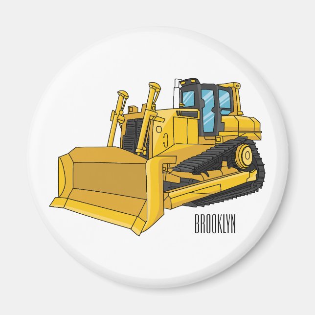 Bulldozer cartoon illustration  magnet (Front)