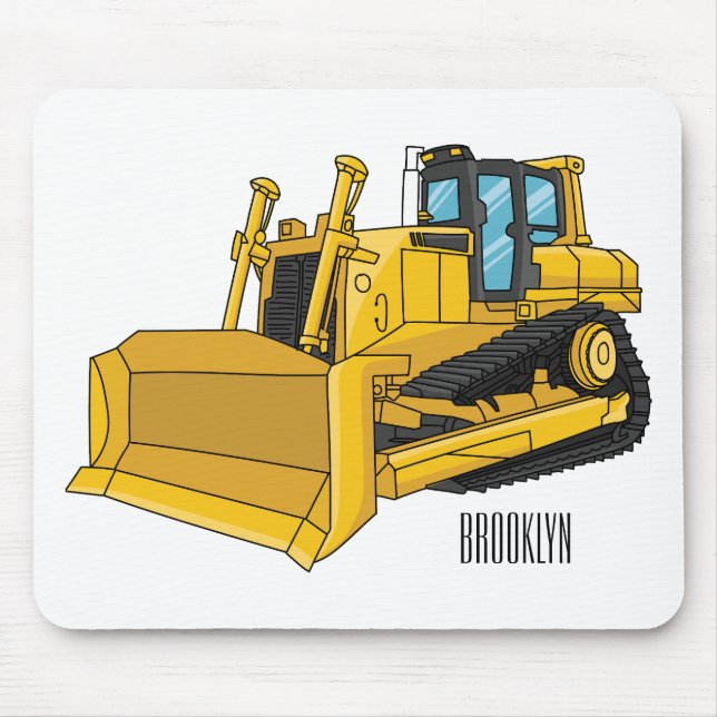 Bulldozer cartoon illustration mouse pad (Front)