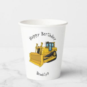 Bulldozer cartoon illustration paper cups