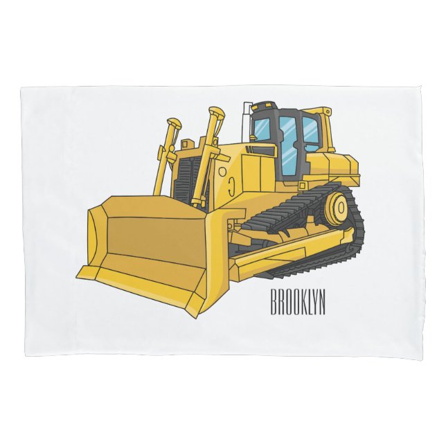 Bulldozer cartoon illustration  pillowcase (Front)