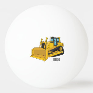 Bulldozer cartoon illustration ping pong ball