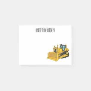 Bulldozer cartoon illustration post-it notes