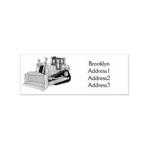 Bulldozer cartoon illustration rubber stamp