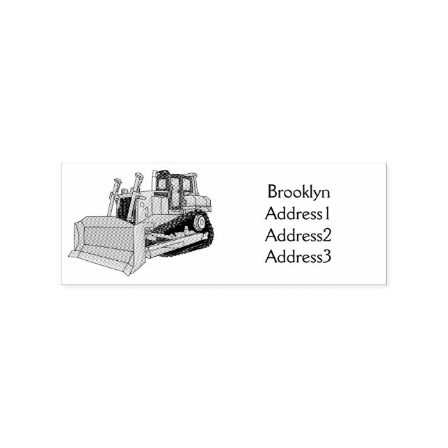 Bulldozer cartoon illustration rubber stamp (Imprint)