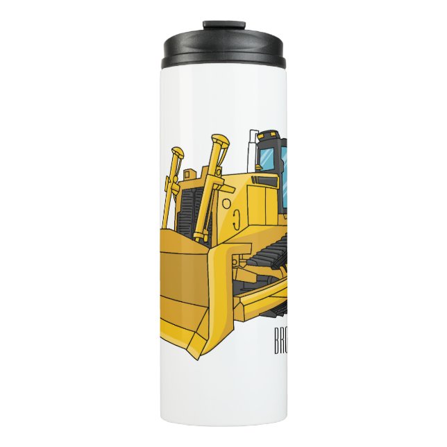 Bulldozer cartoon illustration  thermal tumbler (Front)