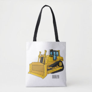 Bulldozer cartoon illustration tote bag