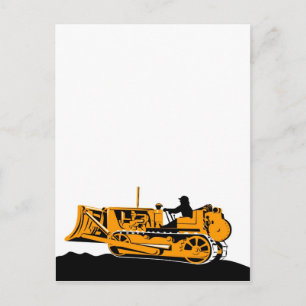 bulldozer construction equipment machinery postcard