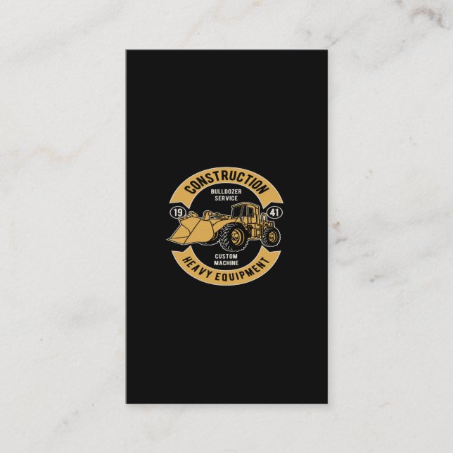 bulldozer  construction heavy equipment business card (Front)