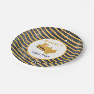 Bulldozer Construction Truck Birthday Boy Paper Plate