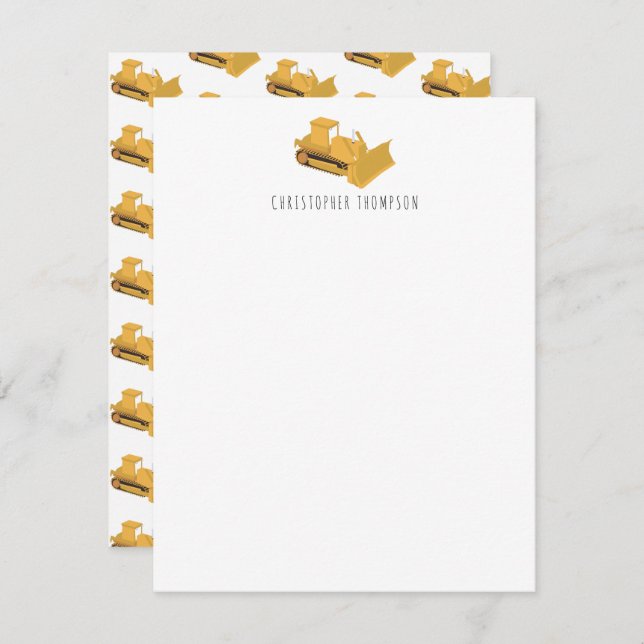 Bulldozer Construction Truck Kids Children's Card (Front/Back)