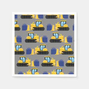 Bulldozer Cute 1st Birthday Party Construction Napkin
