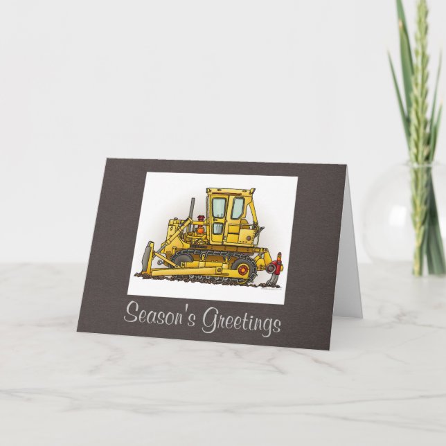 Bulldozer Dozer Holiday Card (Front)