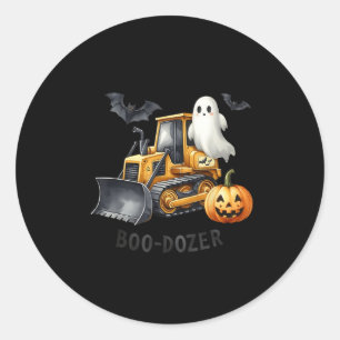 Bulldozer Halloween Boo Dozer Construction Truck B Classic Round Sticker