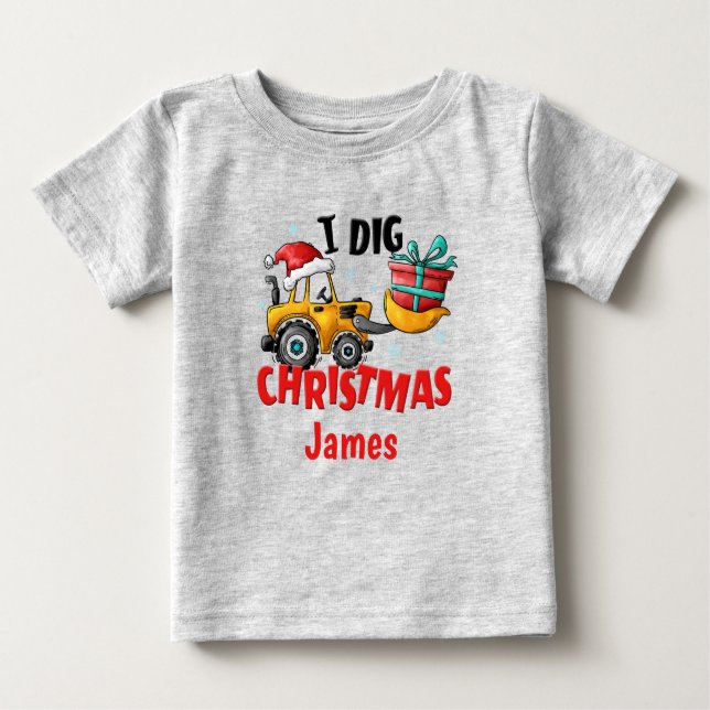 Bulldozer I Dig Christmas Personalised T-Shirt (Front)