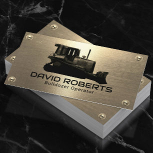 Bulldozer Plant Operator Gold Metal Construction Business Card