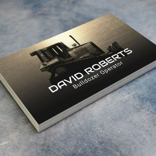 Bulldozer Plant Operator Modern Gold Construction  Business Card (Creator Uploaded)