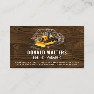 Bulldozer   Wood    Blueprints Business  Card