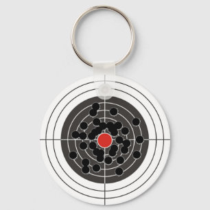 Bullet holes in target - but not the bulls-eye! key ring